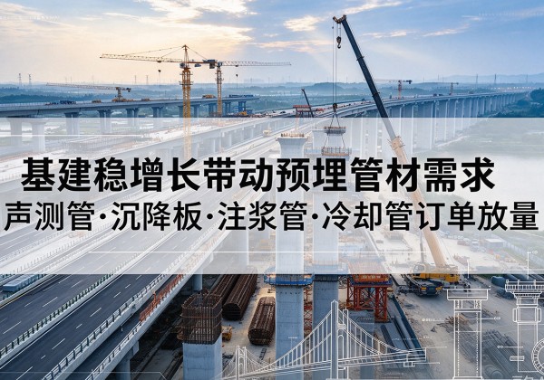 合肥基建稳增长带动预埋监测管材需求，声测管、沉降板、注浆管订单持续放量